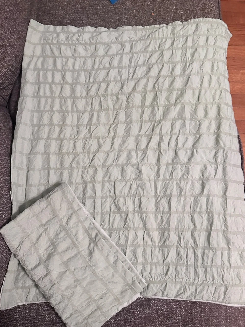 Seersucker Full Sheets & Shams Set 4PC Sage Light Green Bedding Fitted Flat Only